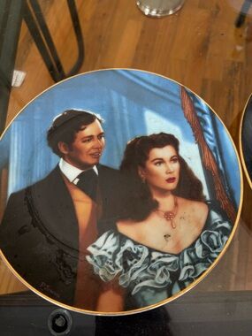 Decorative Victorian Couple Collector Plate - Blue